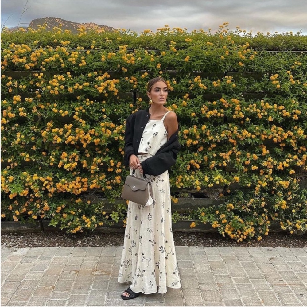 Zara embroidered floral maxi skirt